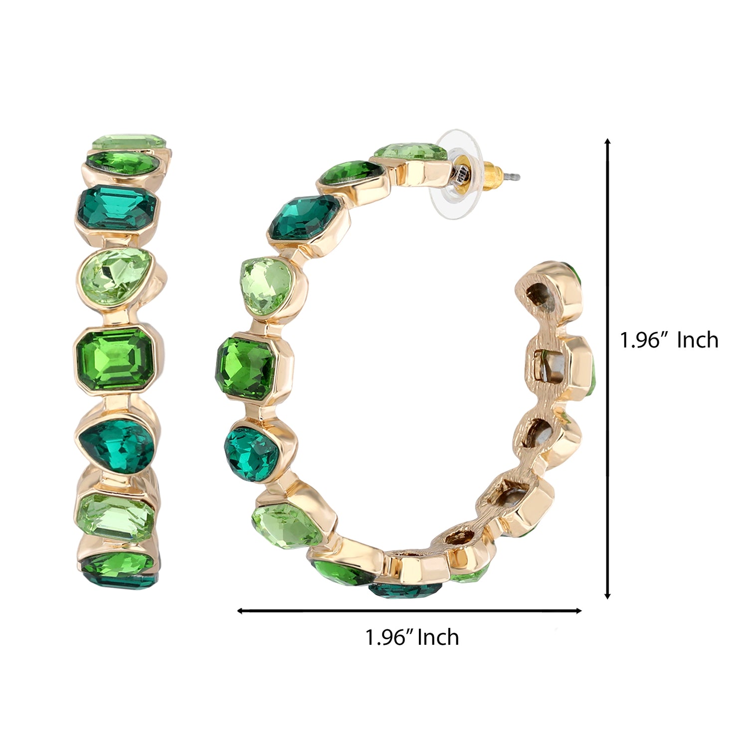 JS Jessica Simpson Gold-Tone Green Stone Hoop Earrings
