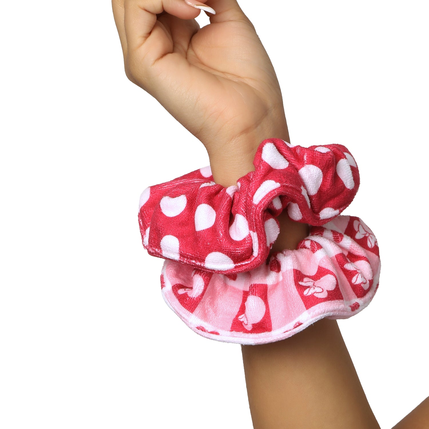 Minnie Mouse Scrunchies 2-Piece Set Official License, Spa Towel Hair Ties