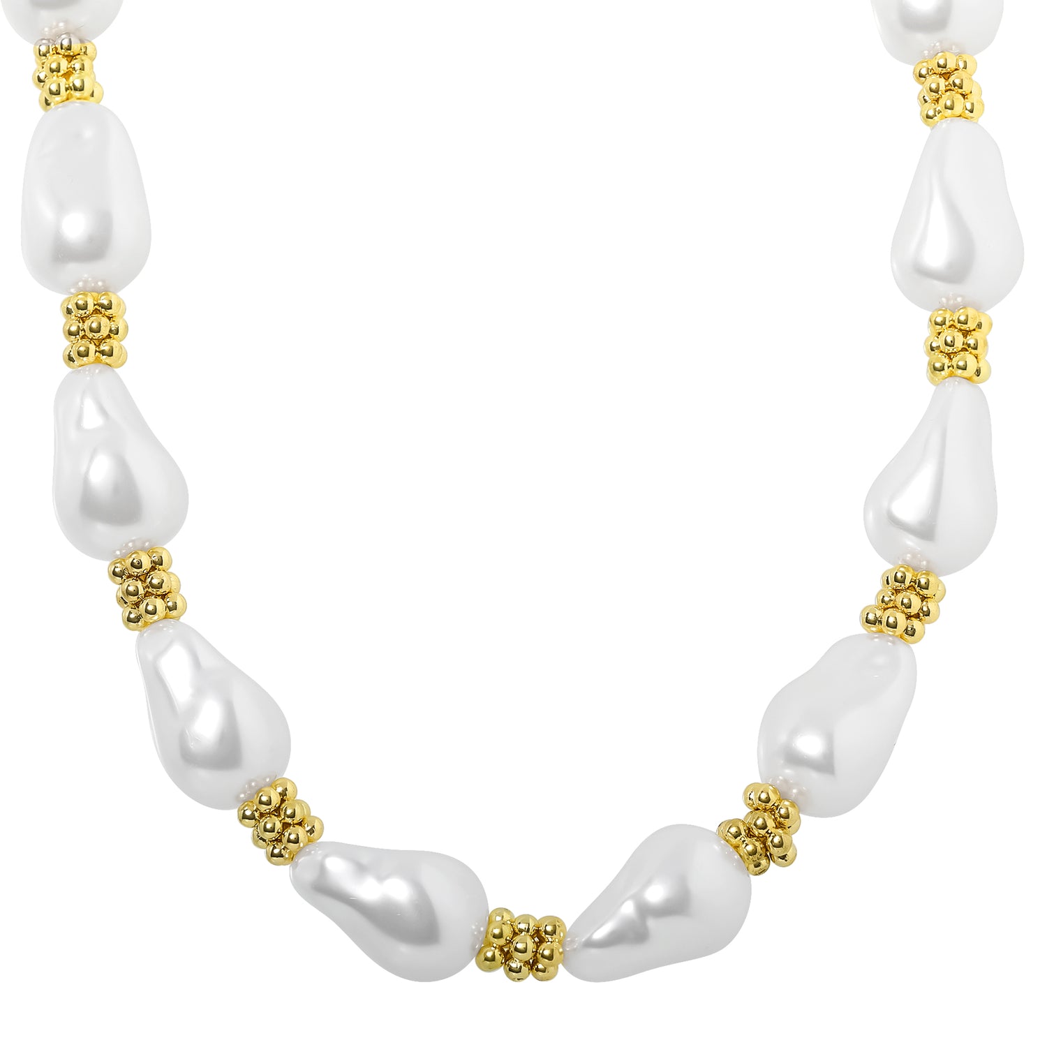 BGBG Gold and Pearl Necklace Chunky, 17" + 2", Statement Jewelry