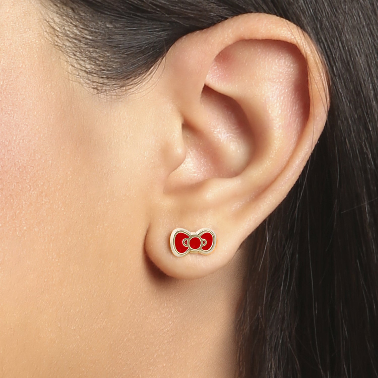 Hello Kitty Sanrio Snowman Necklace + Earrings Official License, 16"+3" Necklace and Bow Stud Earrings