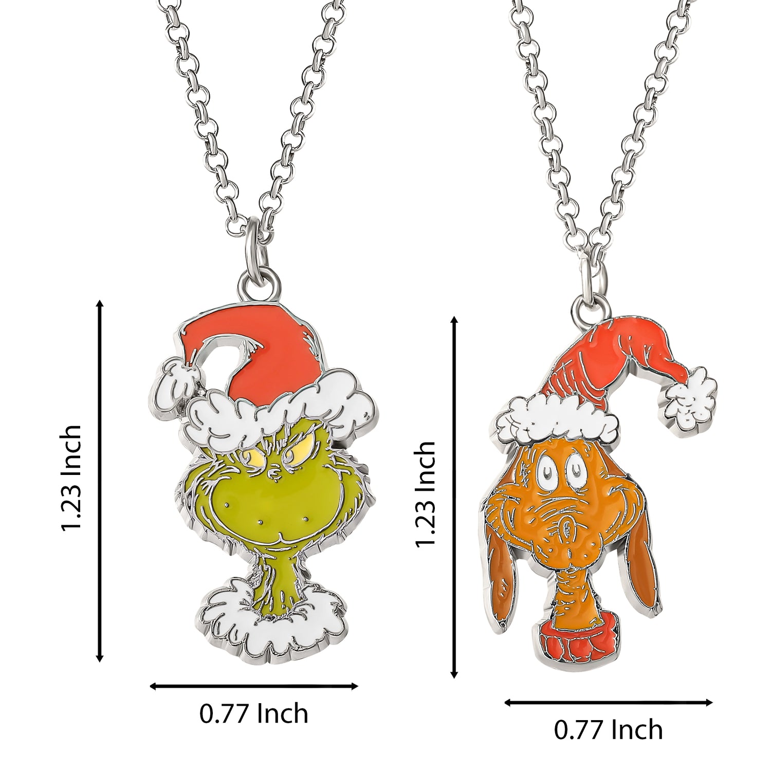 SALLY ROSE The Grinch and Max Pendant BFF Necklace for 2 Official License, 16"+3" Fashion Max and Grinch Necklaces
