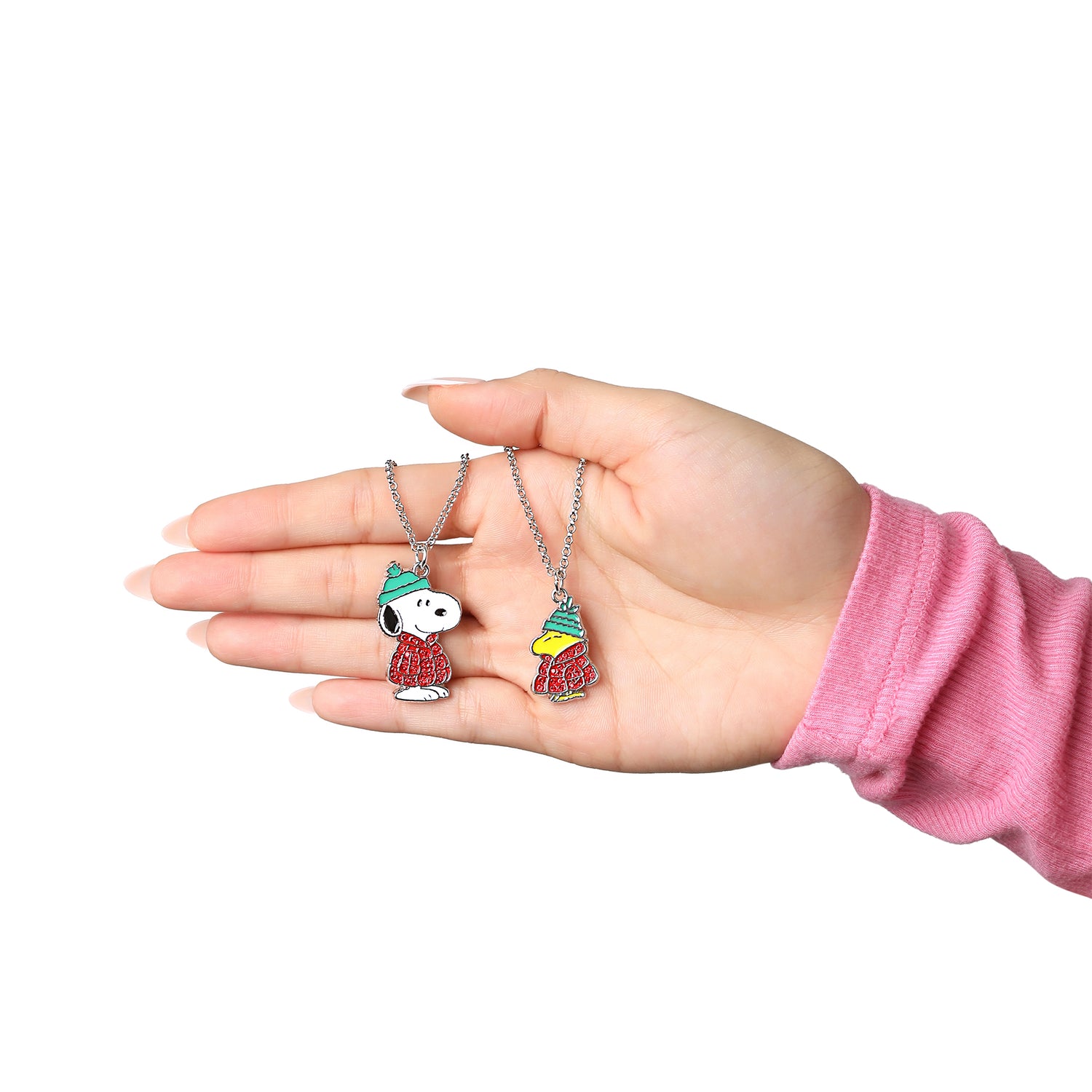 Peanuts Snoopy & Woodstock Necklace Set, 2-Piece, Silver-Tone