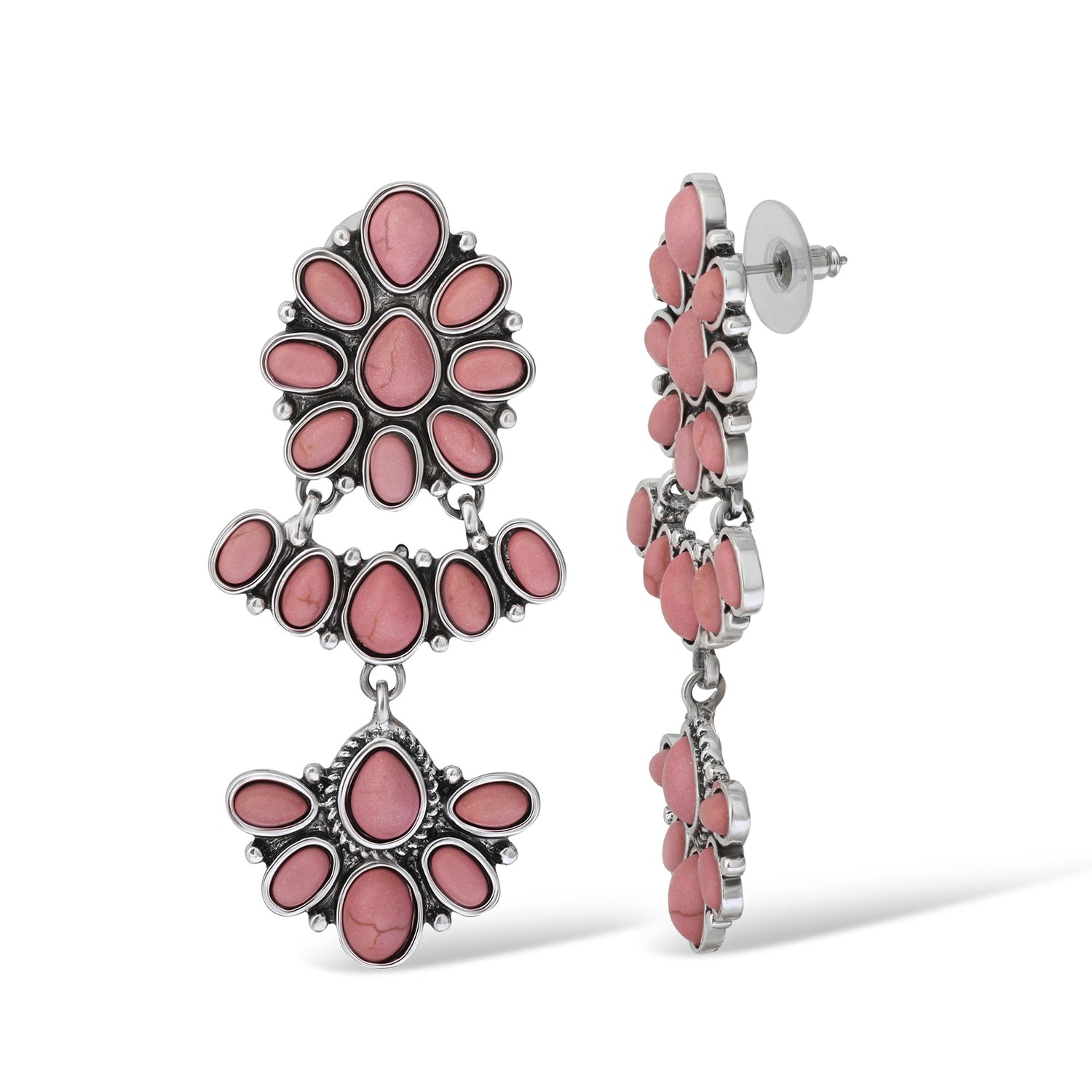JS Jessica Simpson Red Turquoise Dangle Earrings
