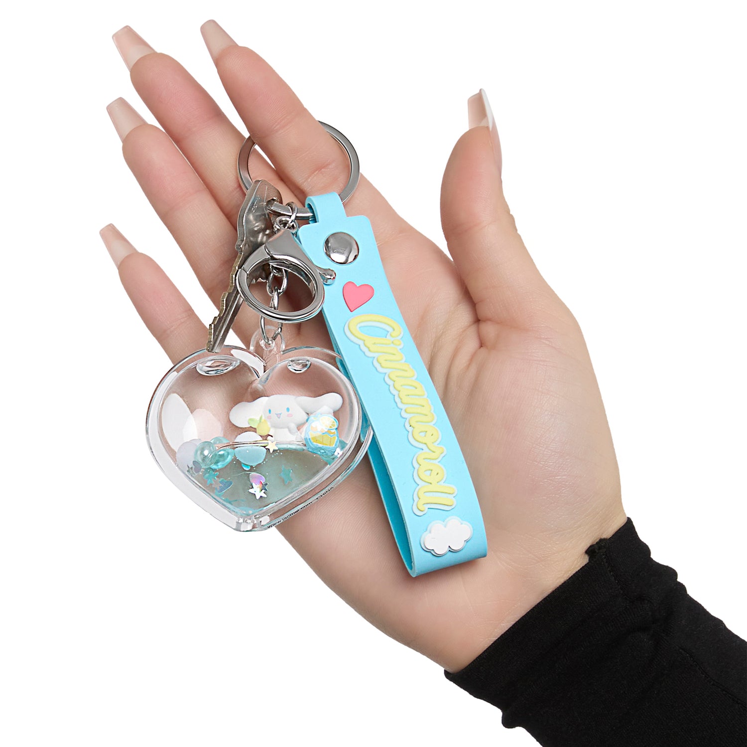 Hello Kitty Cinnamoroll Heart Shaped Liquid Keychain