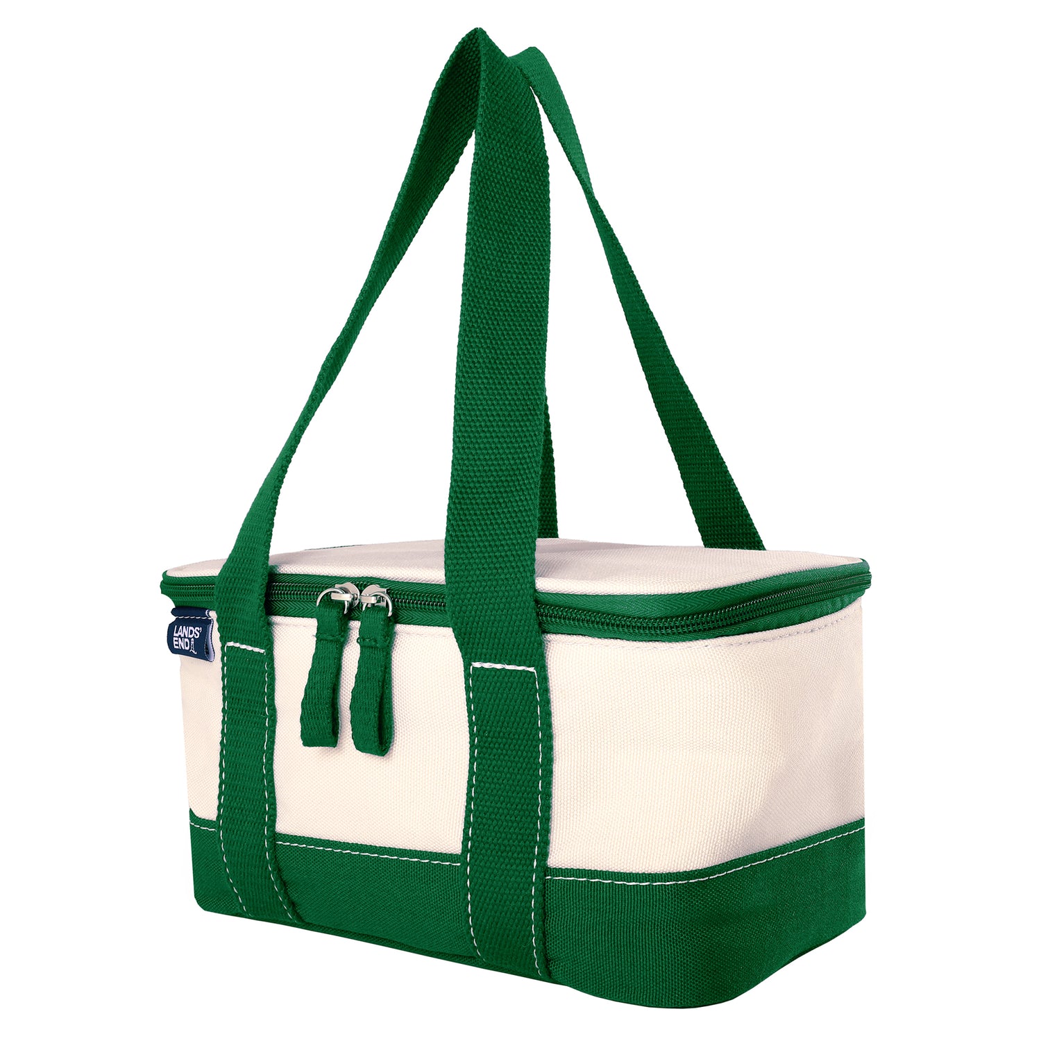 Lands' End Rectangular Small Cooler Bag Insulated 1.5 Gal, Canvas Soft Cooler with Tote Handles and Zip Closure (Kelly Green) - Green