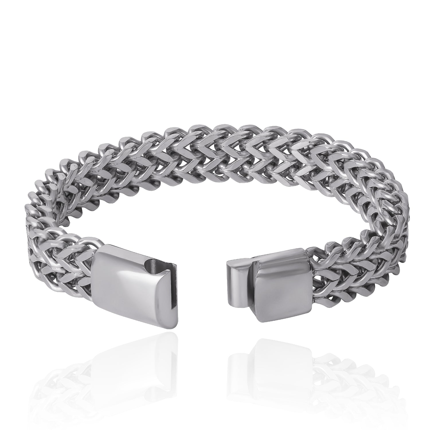 Lucky Brand Men's Silver-Tone Woven Chain Bracelet