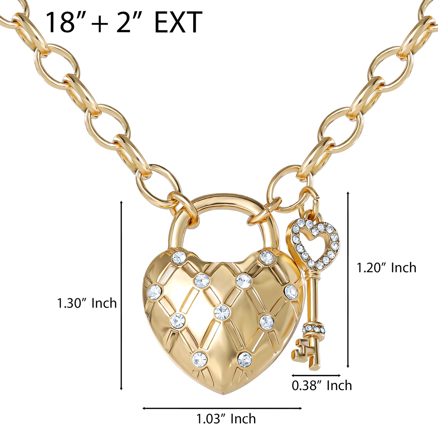 Juicy Couture Heart Locket with Key Pendant Necklace, Gold‑Tone