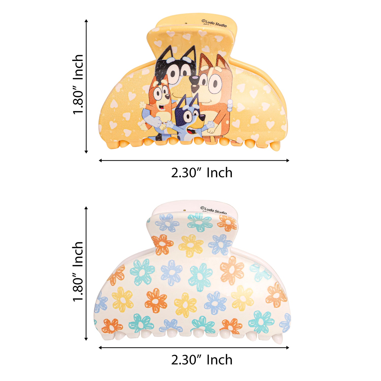 Bluey Hair Clips 2-Piece Set Official License, Medium Claw Clips for Hair