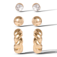 Jessica Simpson Rhinestone Hoop & Stud Earring Set of 3