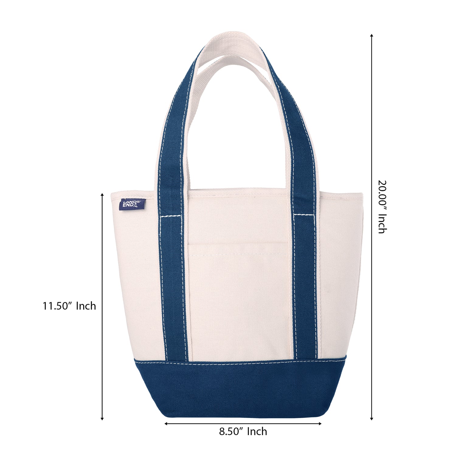 Lands' End Small Insulated Tote Bag with Zip Closure, Travel Cooler Bag for the Pool, Park, and Day Trips - Navy