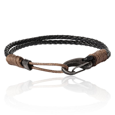 Lucky Brand Carabiner Cord Stainless Steel Bracelet for Men, Braided Bracelet, Mens Jewelry