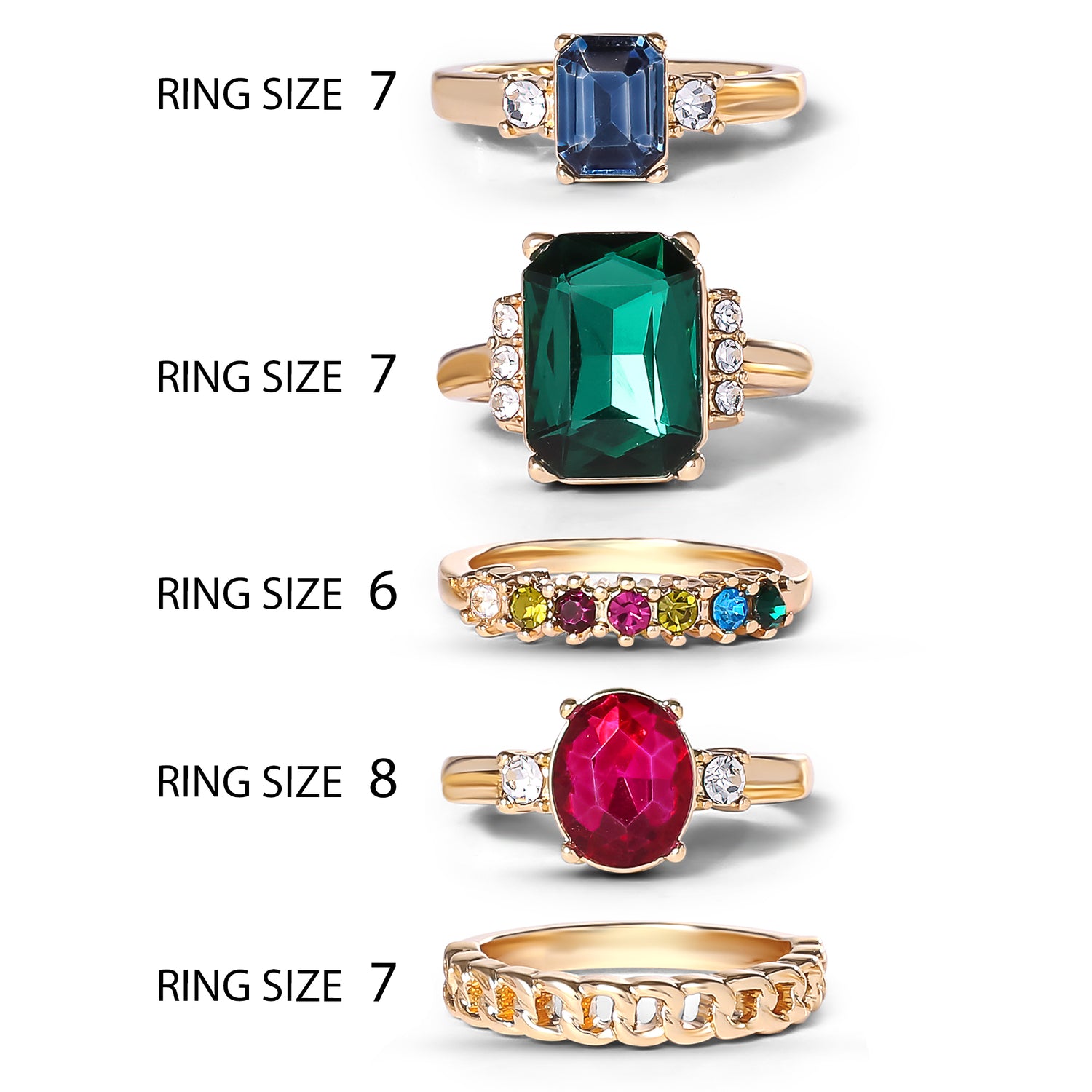 Jessica Simpson Multi-Gemstone Statement Ring Set