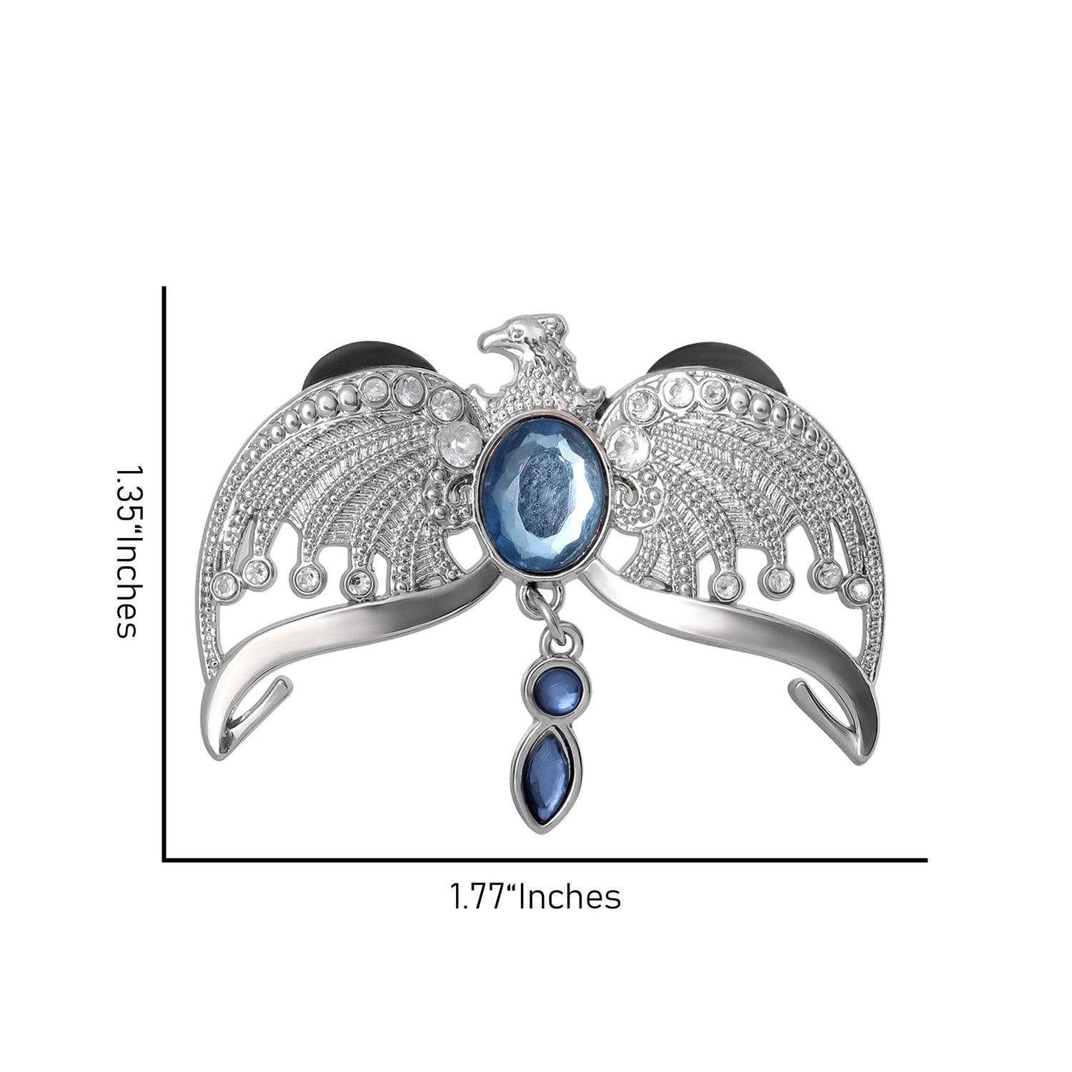 Harry Potter Ravenclaw Diadem Pin Brooch, Clear and Blue Crystals