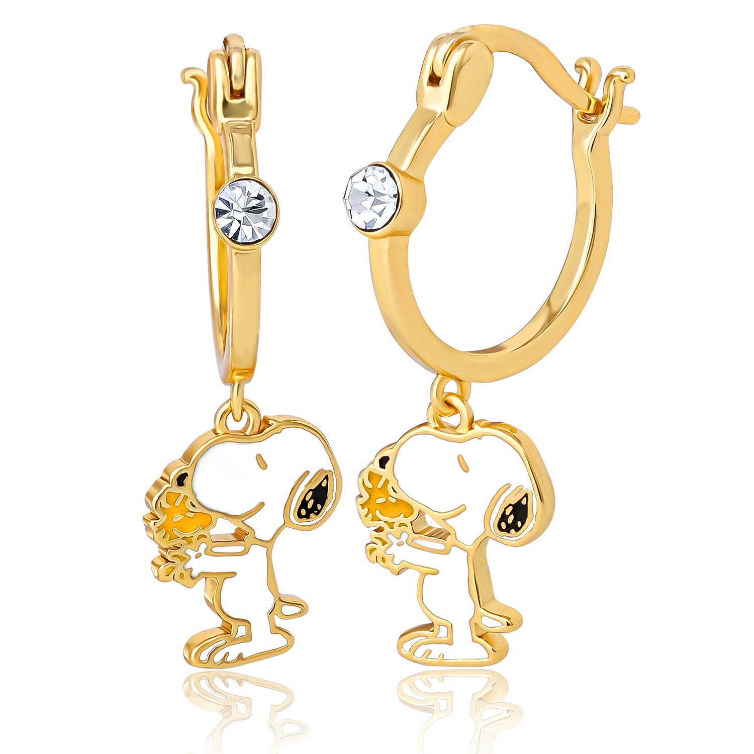 Peanuts Snoopy Earring Set, 2-Pair, Gold-Tone Studs & Dangle Hoops