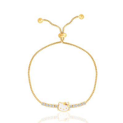 SALLY ROSE 925 YG PLT CZ HELLO KITTY LARIAT BRACELET