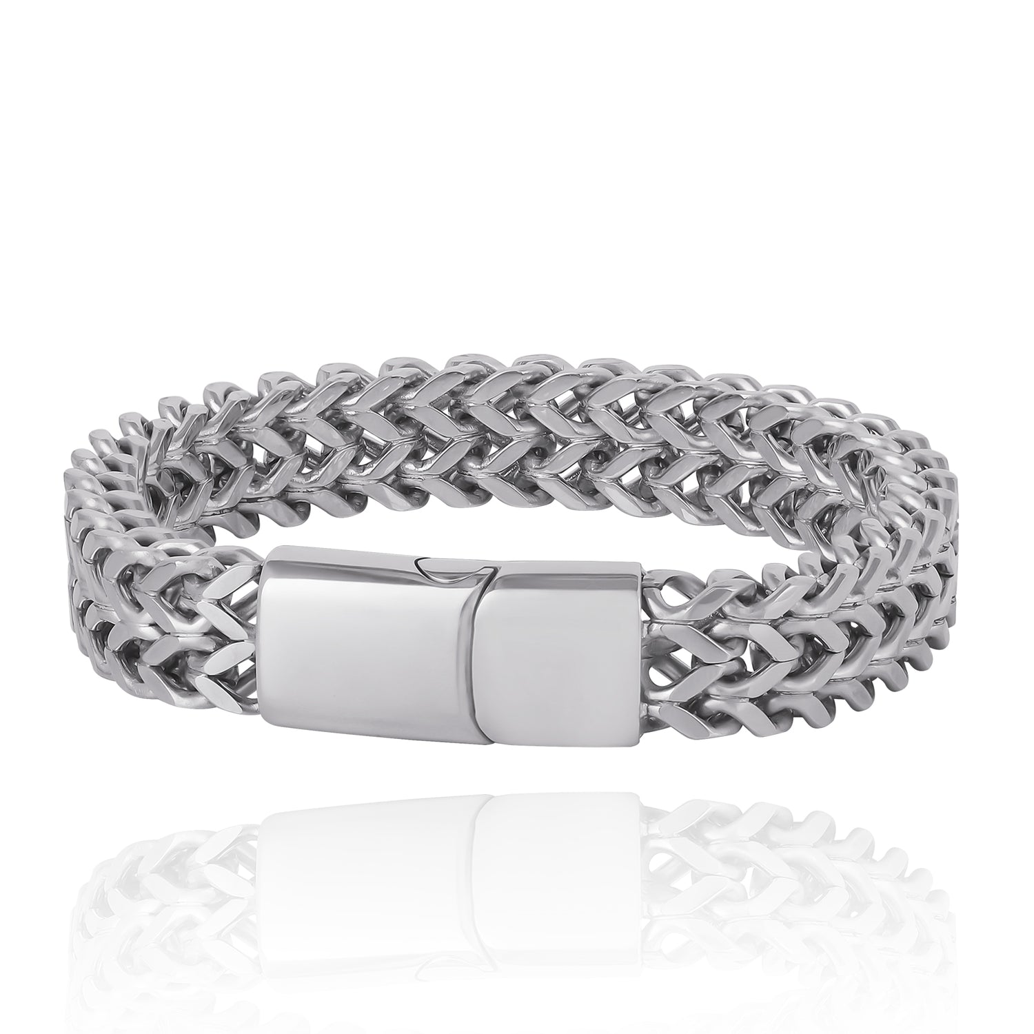 Lucky Brand Men's Silver-Tone Woven Chain Bracelet
