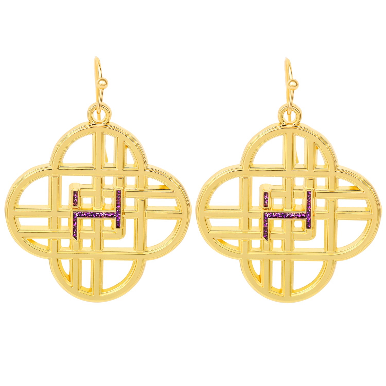 K-Pop Demon Hunters Huntrix Logo Dangle Earrings Official License, Gold-Tone, K-Pop Gifts