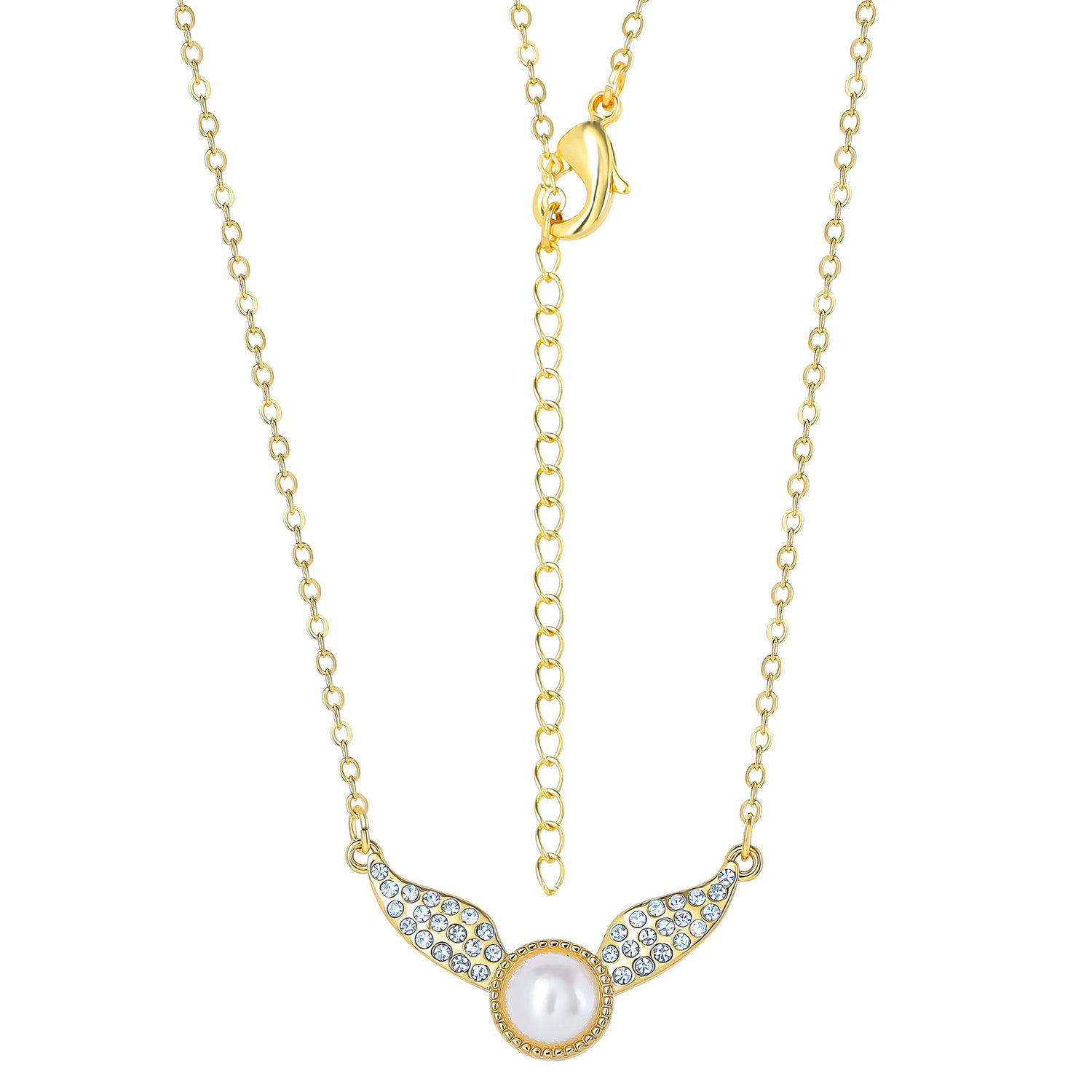Harry Potter Golden Snitch Necklace with Crystals and Pearl, 18"+2"
