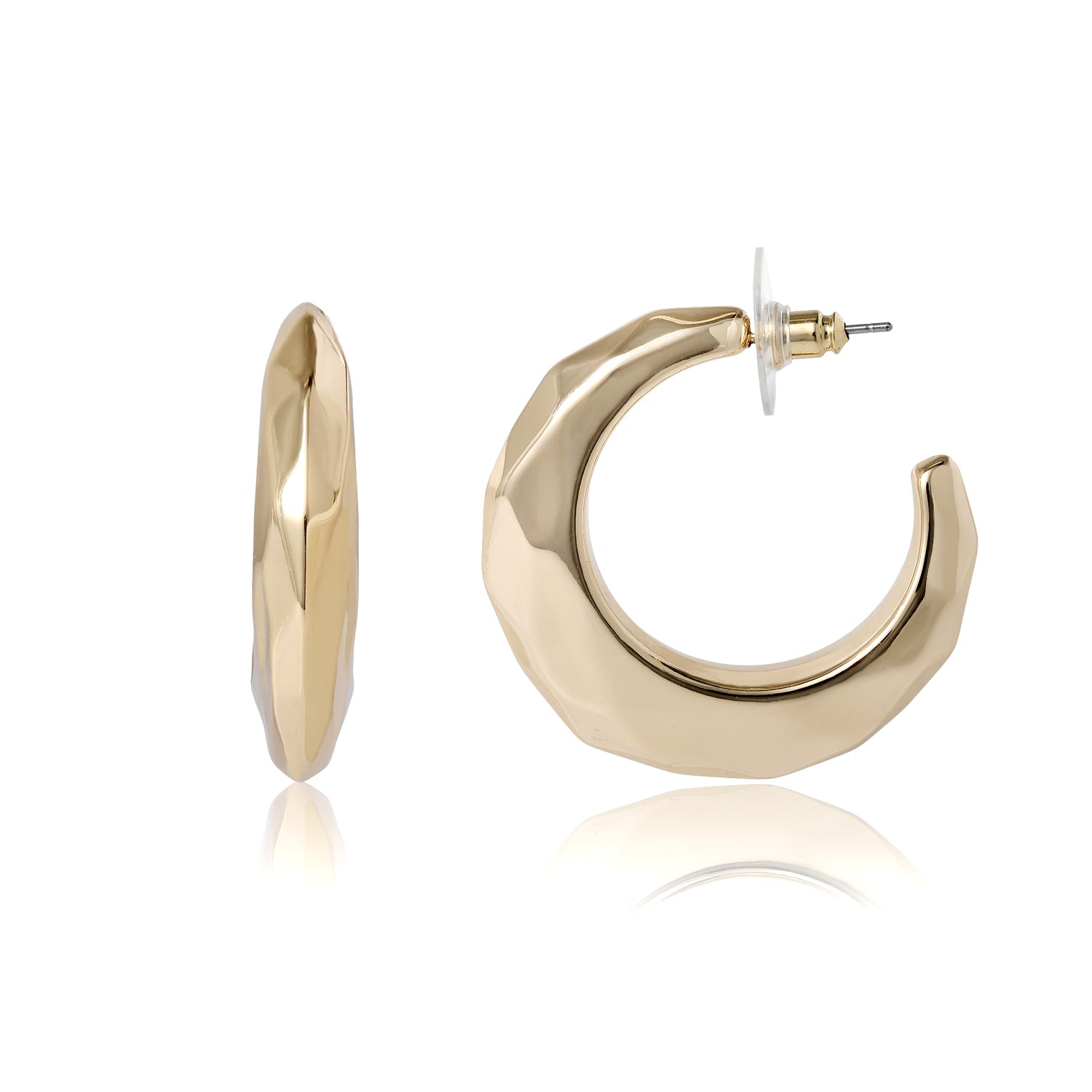 BCBG Textured Croissant Hoop Earrings
