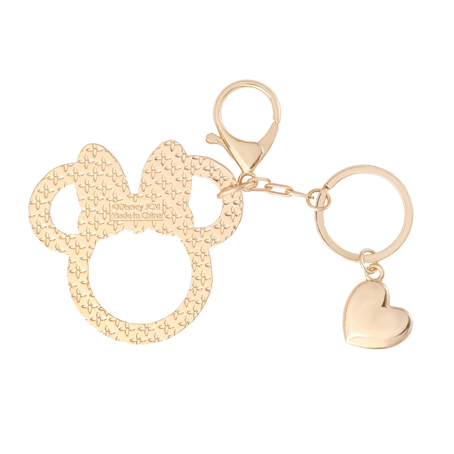 Disney Minnie Mouse Outline Keychain with Crystal Bow and Heart Charm