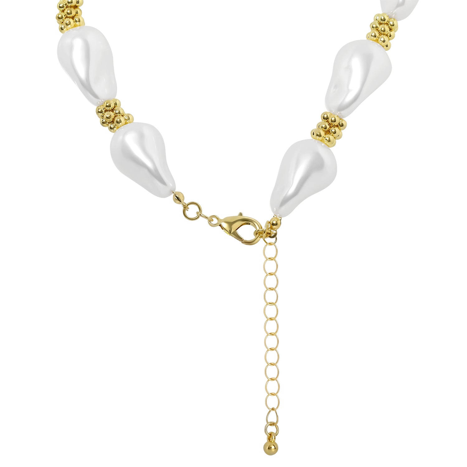 BGBG Gold and Pearl Necklace Chunky, 17" + 2", Statement Jewelry