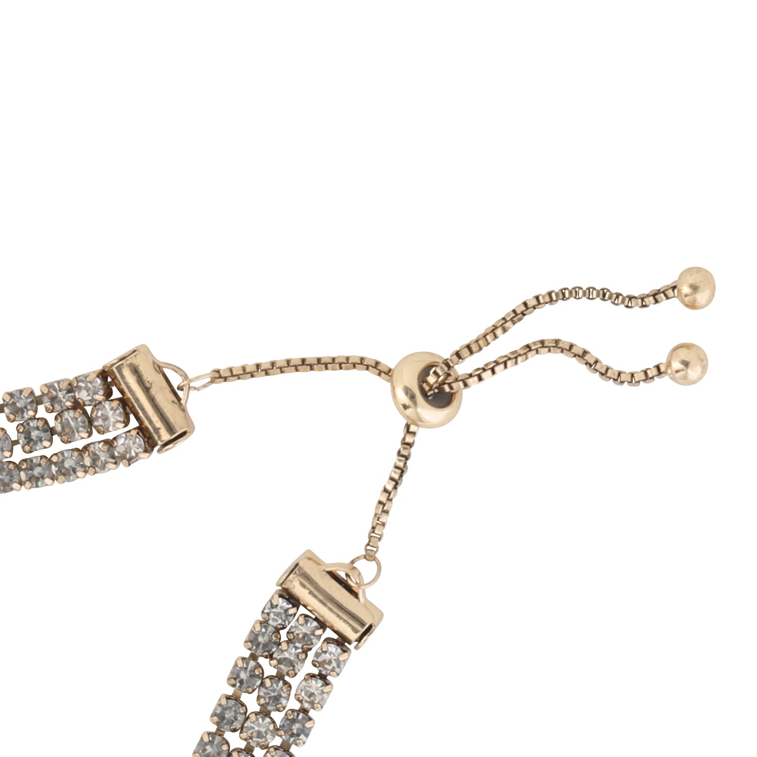 BCBGeneration Adjustable Triple Row Crystal Bracelet in Gold