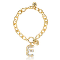 Juicy Couture Pavé Initial Charm Bracelet - 7.5'' Gold Tone Link
