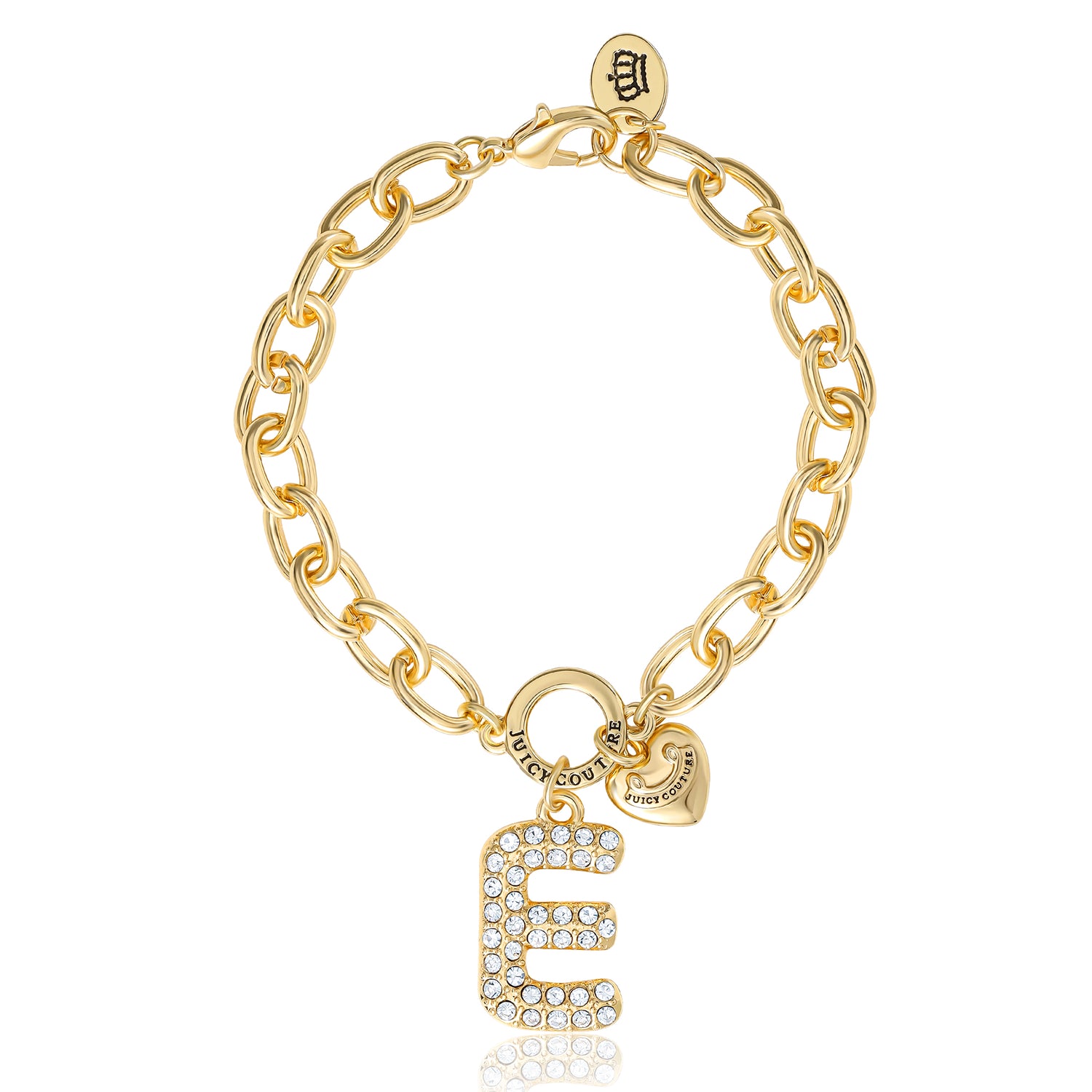 Juicy Couture Pavé Initial Charm Bracelet - 7.5'' Gold Tone Link