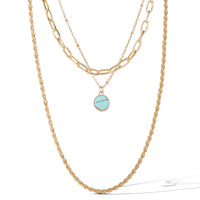 Jessica Simpson Layered Chain Necklace with Turquoise Pendant