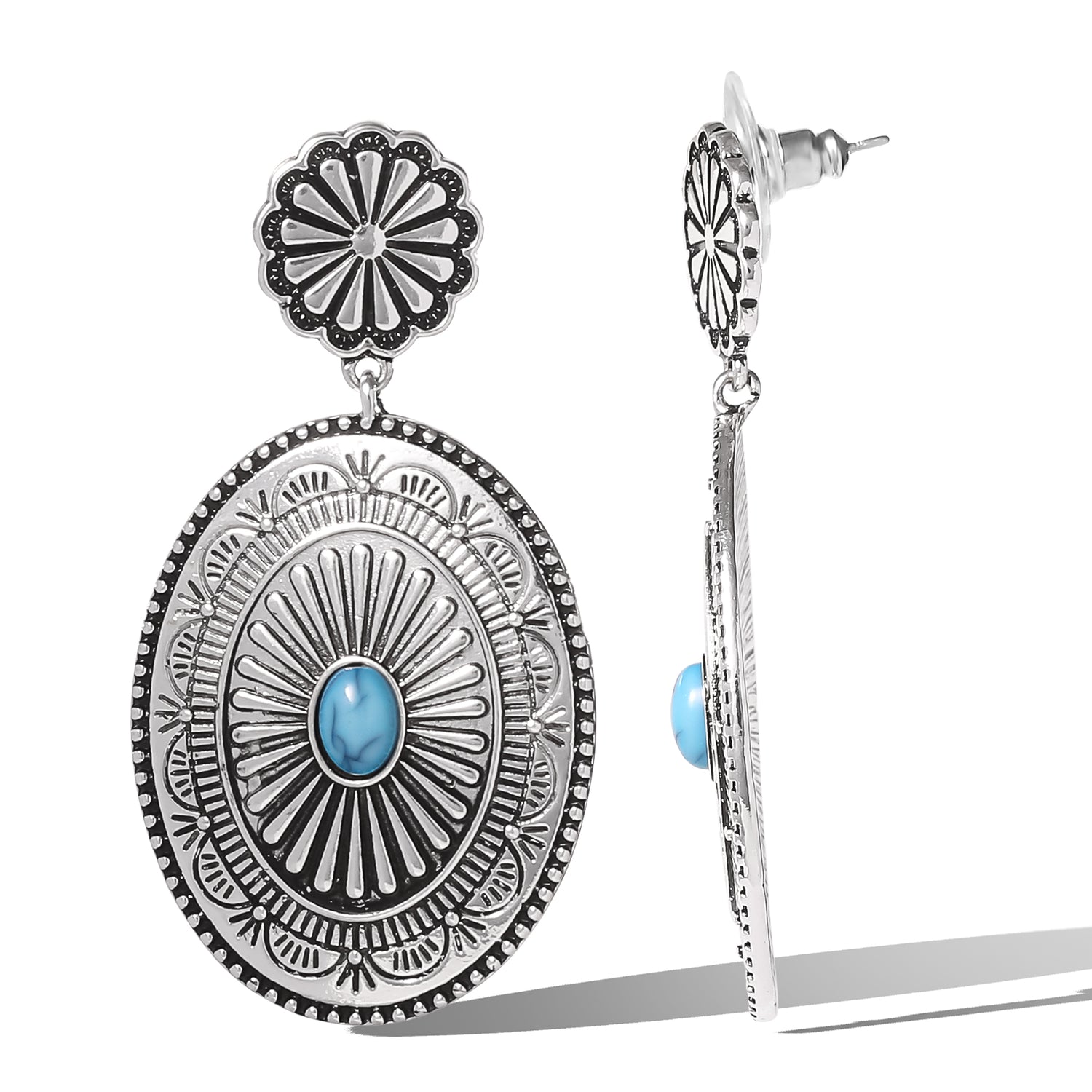 JS Jessica Simpson Western Round Concho Drop Earrings