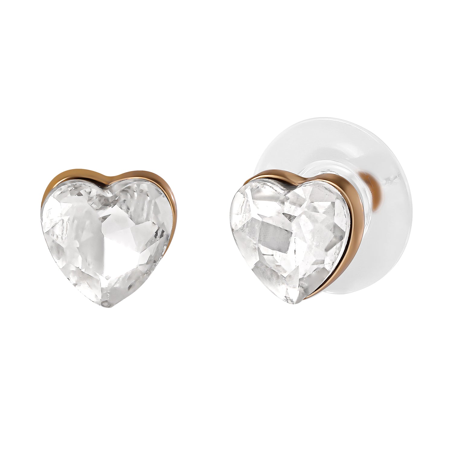 Jessica Simpson Gold-Tone Heart Pendant Necklace & Crystal Stud Earring Set