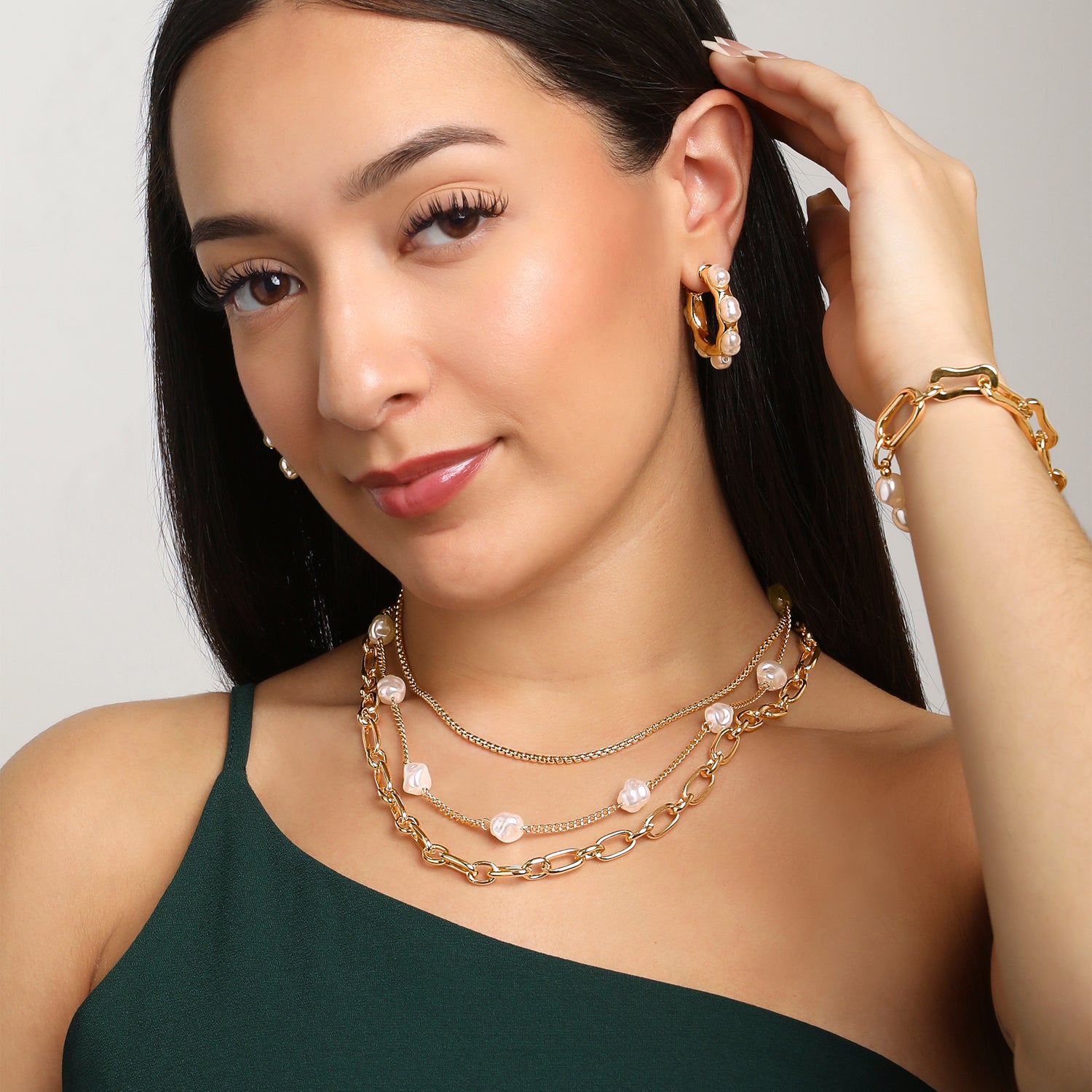BCBG Pearl Hoop Earrings