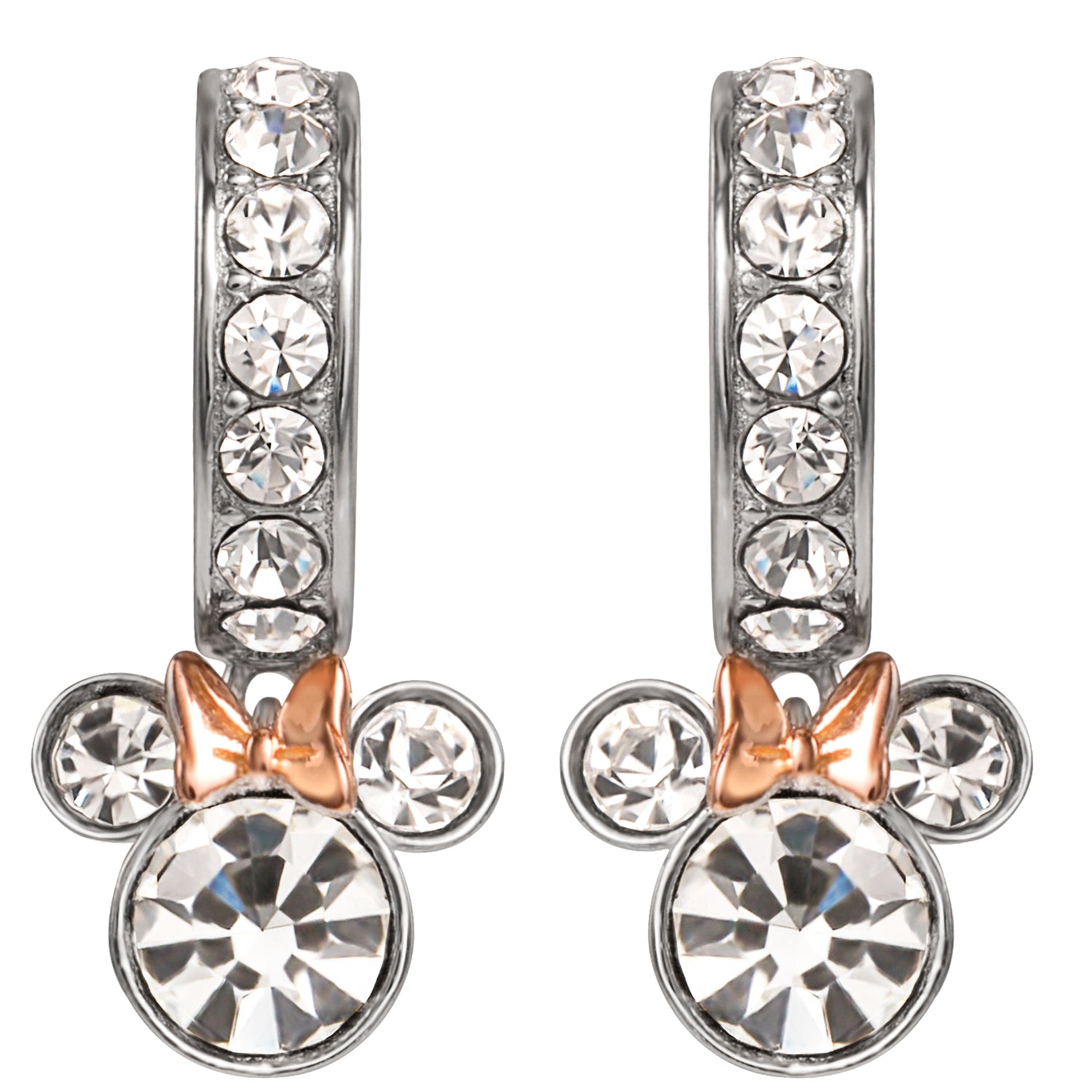 Disney Minnie Mouse Earrings for Women, Two-Tone Sterling Silver Hoops