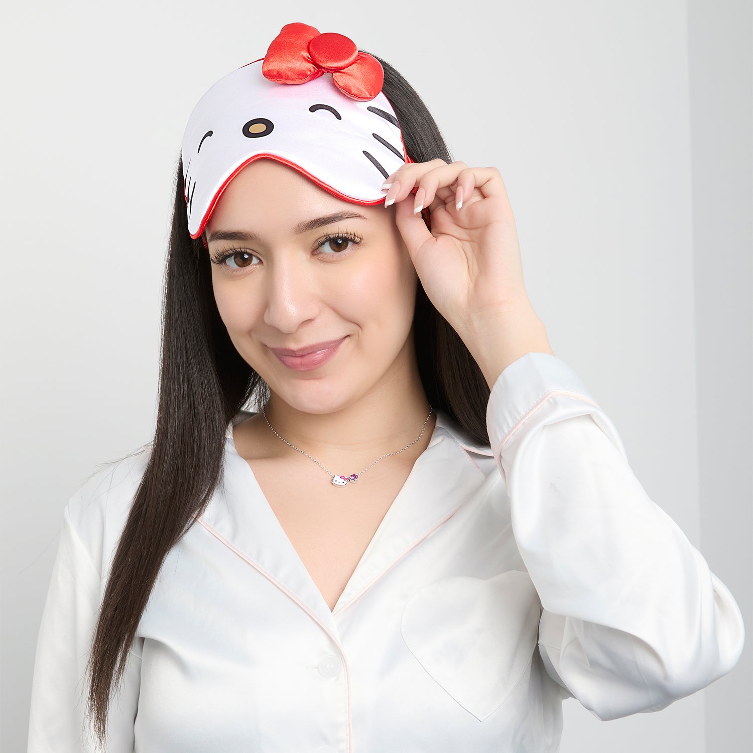 Hello Kitty Sleep Mask Official License, Satin Eye Mask for Sleeping with 3D Bow, Sanrio Gifts