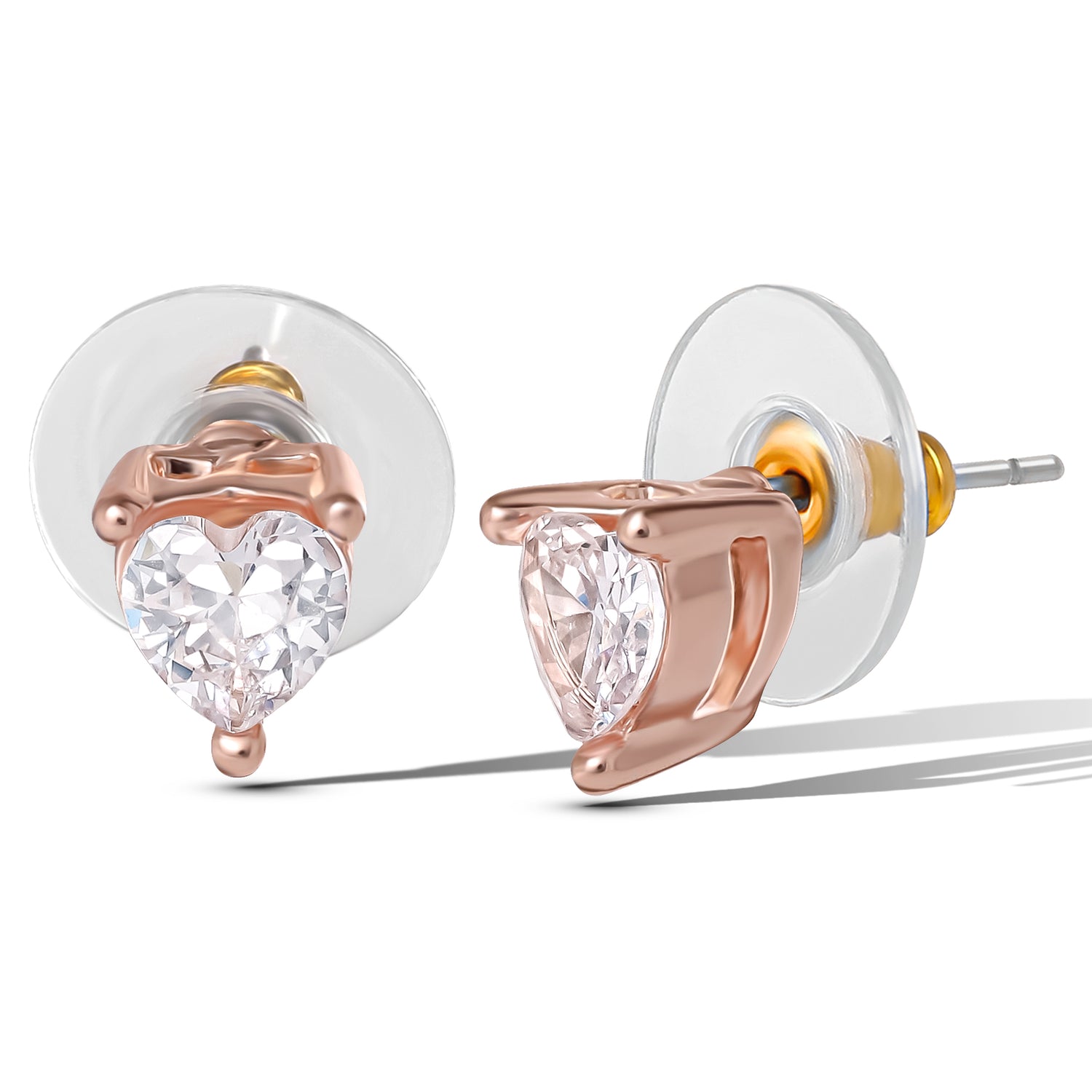 Jessica Simpson Heart and Round Crystal Stud Earring Set - 2 Pairs