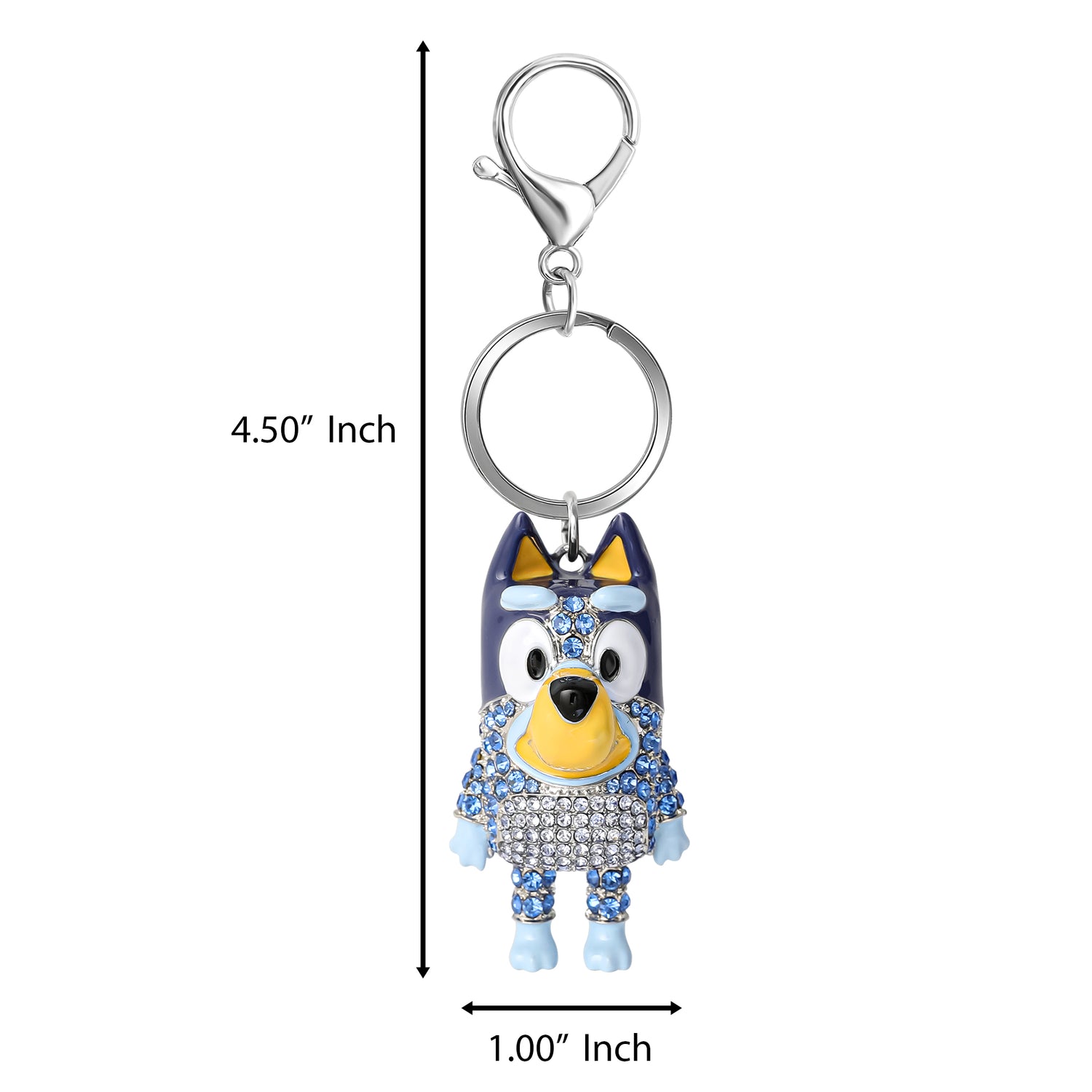 Bluey Bag Charm Pave Crystal, Official License Bluey Charm Keychain with Lobster Clip