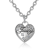 Juicy Couture 18"+2" CLEAR STONES PUFFY CONSTELLATION HEART NECKLACE -IMITATION RH PLT