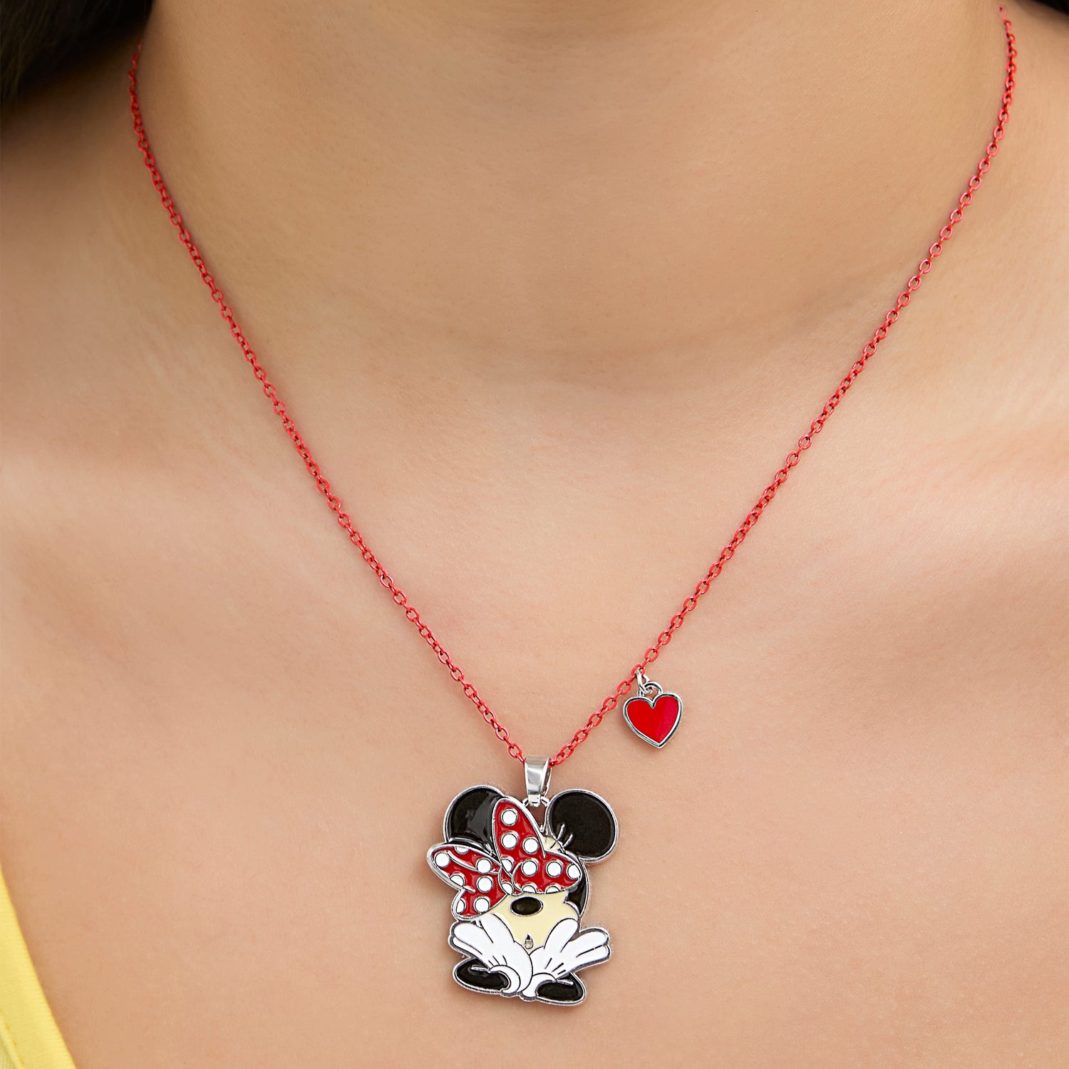Minnie Mouse and Mickey Heart Necklace