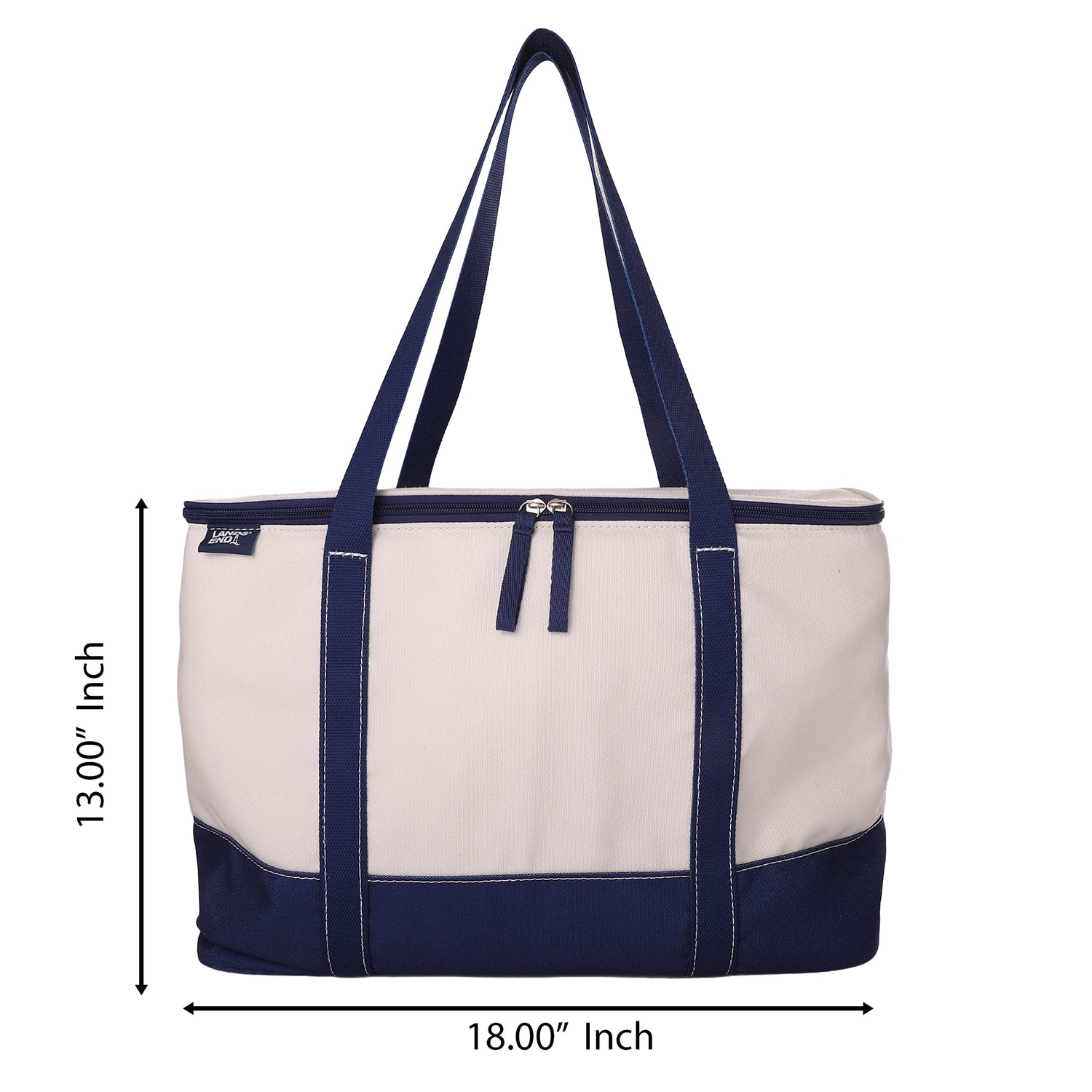 Lands' End Rectangular Large Cooler Bag Insulated 8 Gal, Canvas Soft Cooler with Tote Handles and Zip Closure (Navy) - Navy