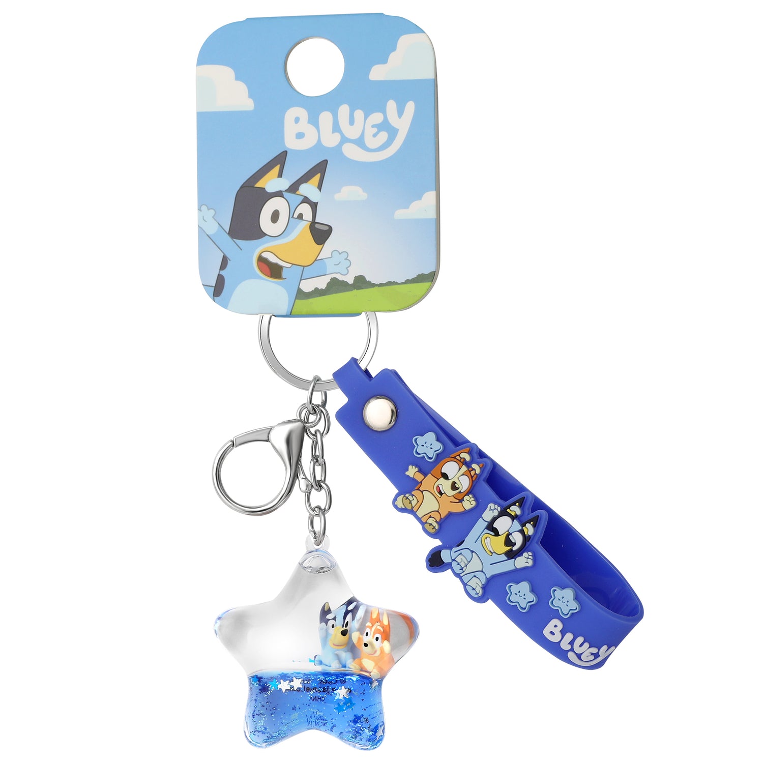 Bluey and Bingo Liquid Star Bag Charm Keychain