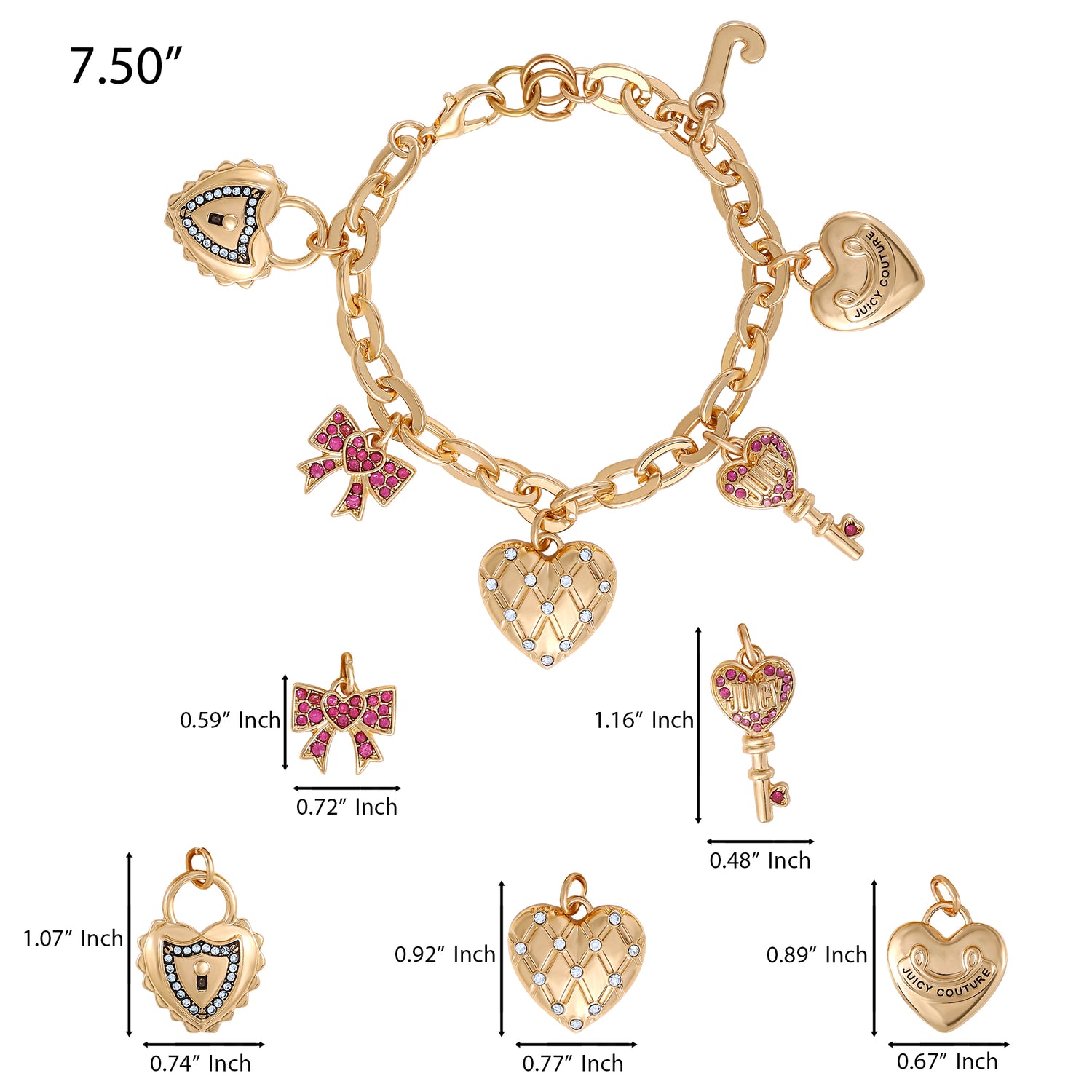 Juicy Couture Heart & Key Charm Bracelet