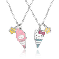 My Melody and Hello Kitty BFF Necklace for 2 Official License, Fashion Jewelry Best Friend Necklace Set, Sanrio Gifts