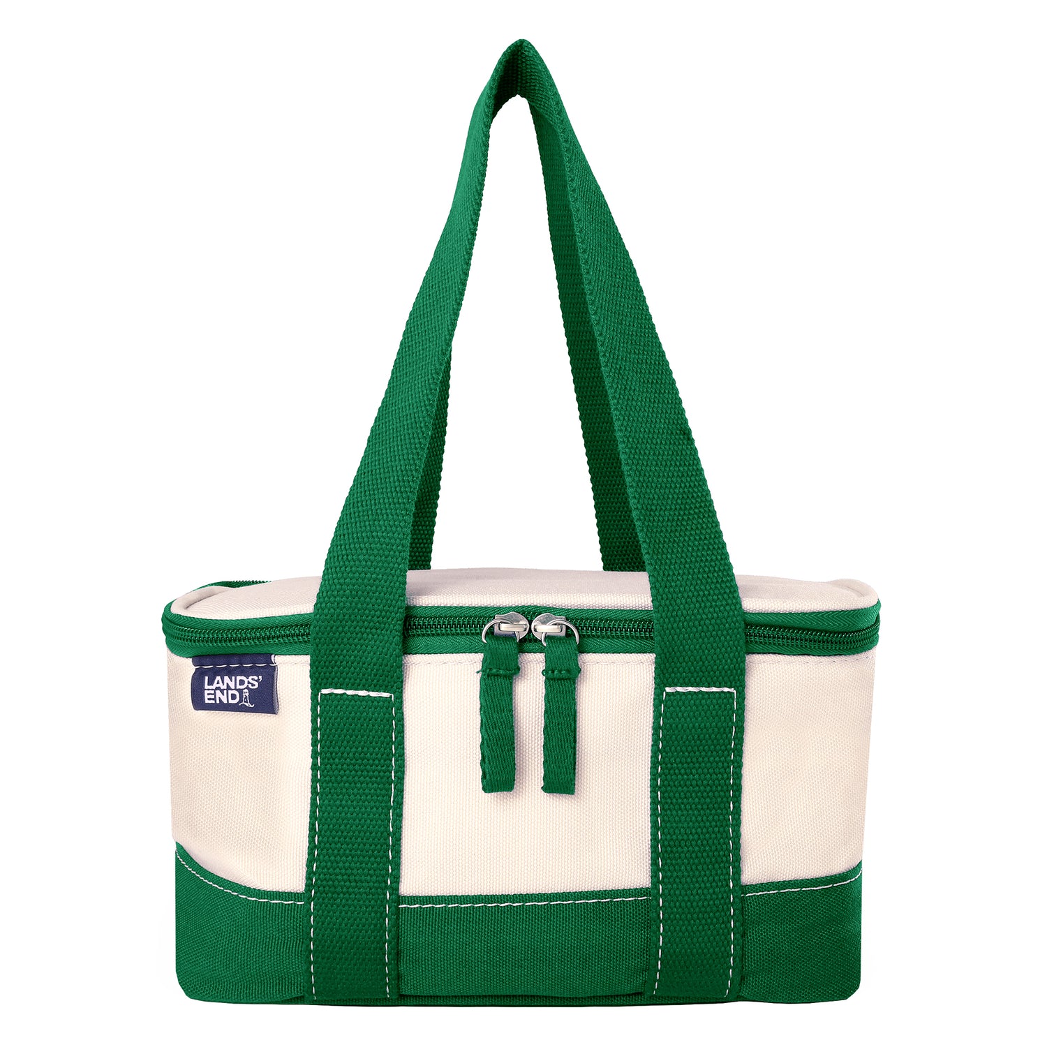 Lands' End Rectangular Small Cooler Bag Insulated 1.5 Gal, Canvas Soft Cooler with Tote Handles and Zip Closure (Kelly Green) - Green