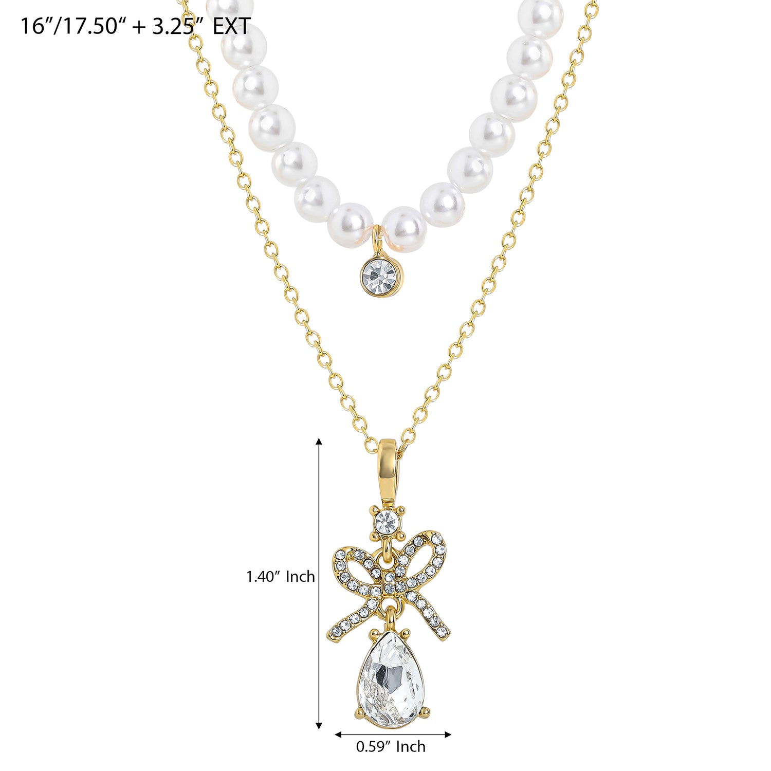Celebrity Pink Layered Necklaces for Women with Crystal Teardrop Pendant