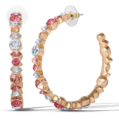 Jessica Simpson Multicolor Crystal Embellished Hoop Earrings