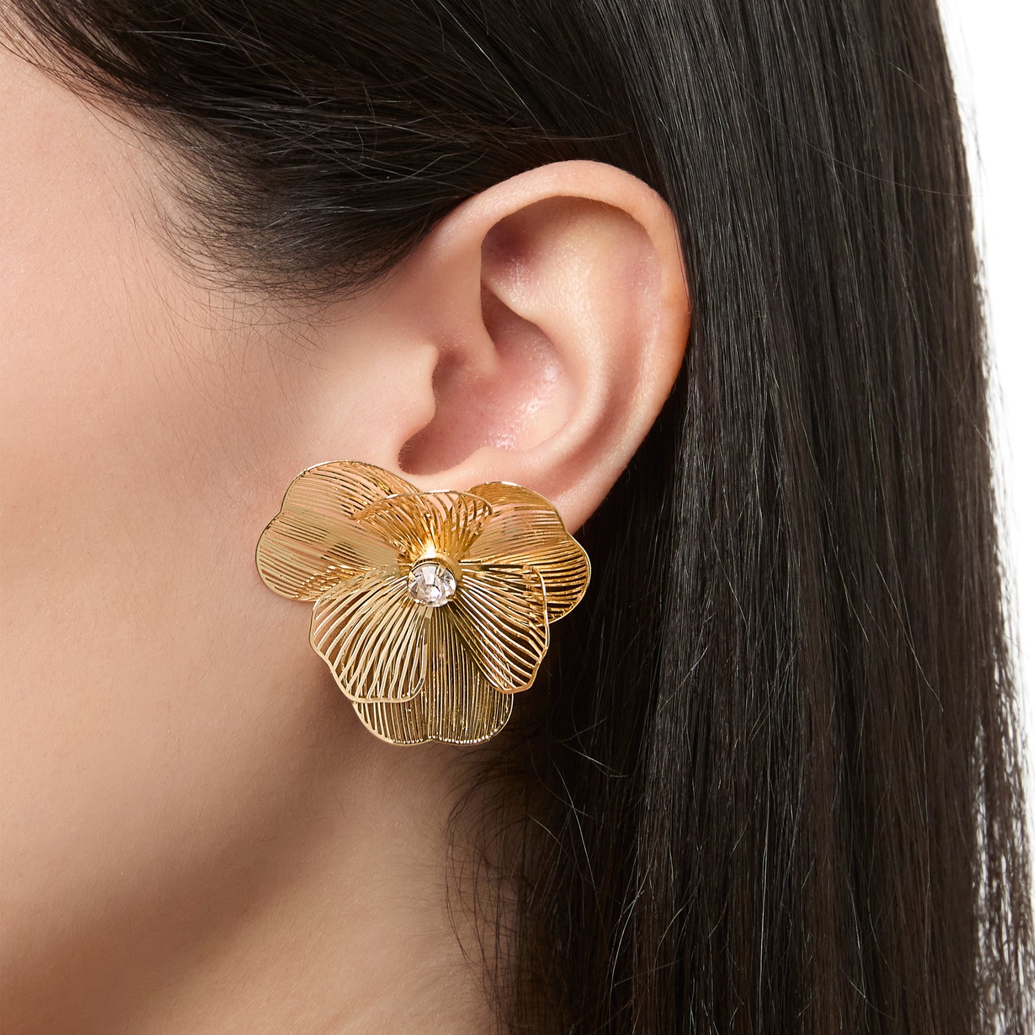 Jessica Simpson Textured Gold-Tone Petal Flower Stud Earrings