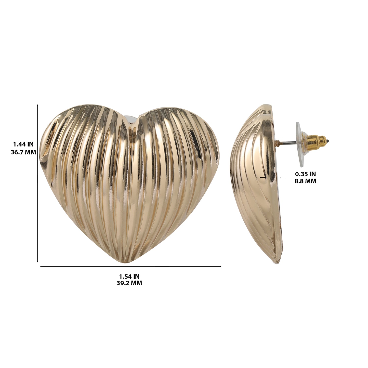 BCBG Generation Ribbed Heart Button Earrings