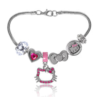 SALLY ROSE Hello Kitty Charm Bracelet for Women, 7" Fashion Sanrio Bracelets with 6 Unique Charms Official License