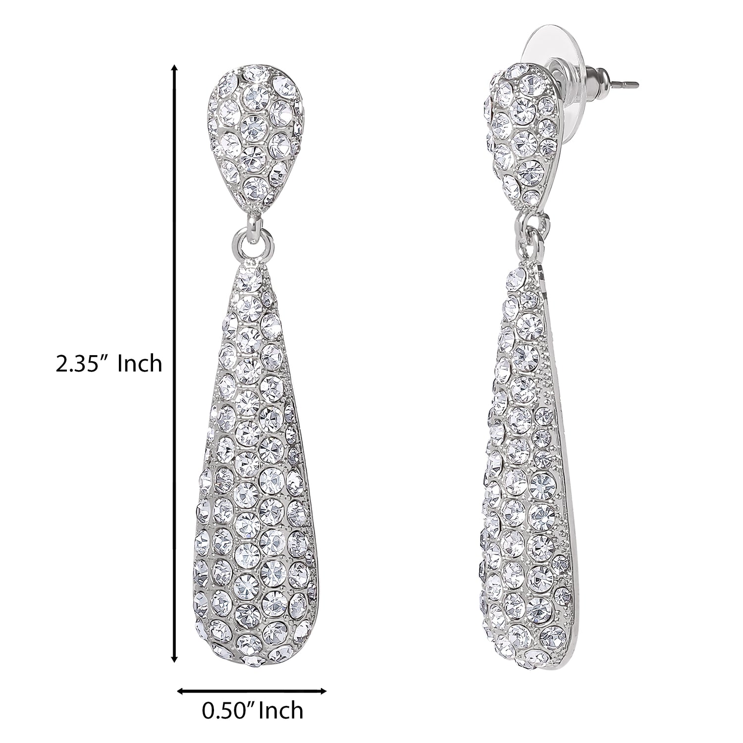 JS Jessica Simpson Pave Teardrop Linear Earrings in Silver-Tone