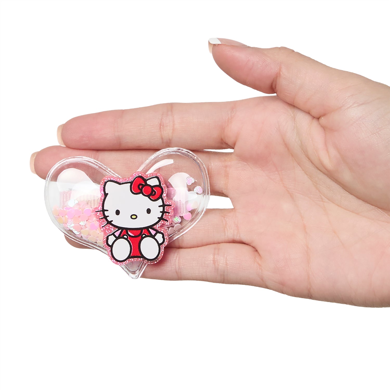 Hello Kitty Heart Hair Clip 6-Piece Set Official License, Snap Back Shaker Hair Clips, Sanrio Accessories